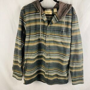 Victory Outfitters Men's Hooded Flannel Shirt Jacket Large Indie Grunge Shacket